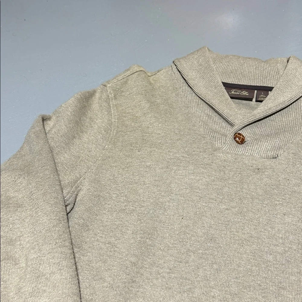 Tasso Elba Premium Collared Taupe Sweater